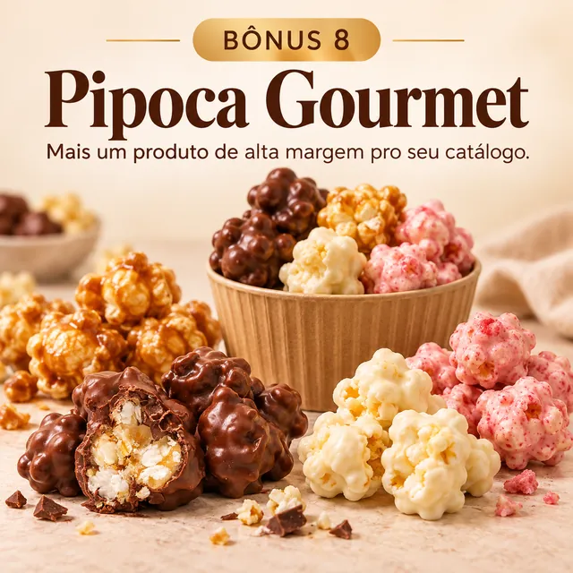 Bônus 8, Pipoca Gourmet: pipocas cobertas de chocolate, caramelo e morango, mais um produto de alta margem